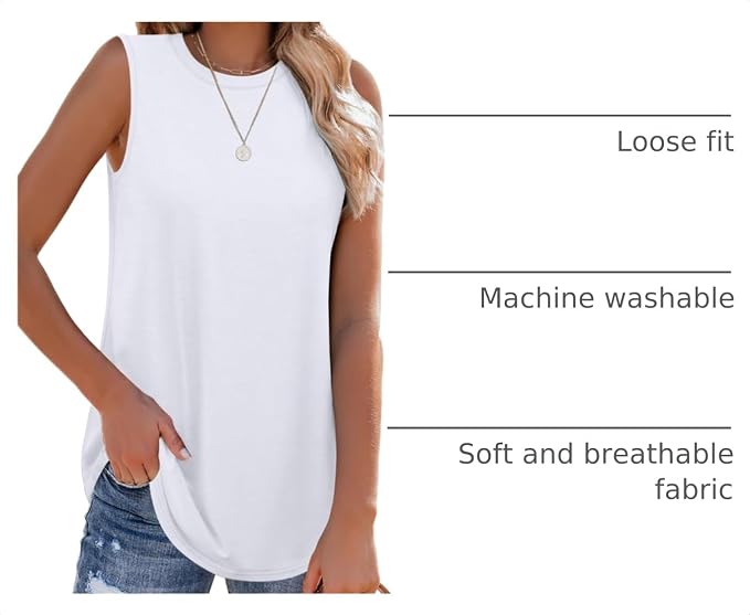 OFEEFAN High Neck Tank Tops for Women Loose Fit Sleeveless Top Summer Clothes Womens Tunic Tops to Wear with Leggings