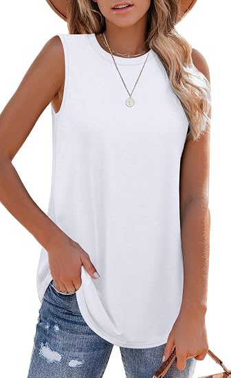 OFEEFAN High Neck Tank Tops for Women Loose Fit Sleeveless Top Summer Clothes Womens Tunic Tops to Wear with Leggings
