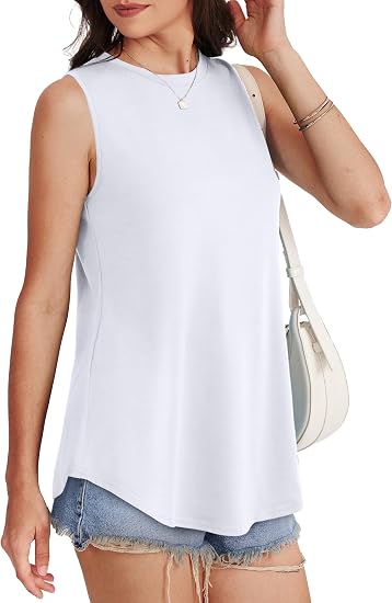 OFEEFAN High Neck Tank Tops for Women Loose Fit Sleeveless Top Summer Clothes Womens Tunic Tops to Wear with Leggings