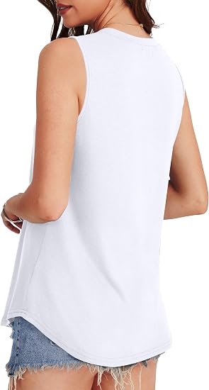OFEEFAN High Neck Tank Tops for Women Loose Fit Sleeveless Top Summer Clothes Womens Tunic Tops to Wear with Leggings