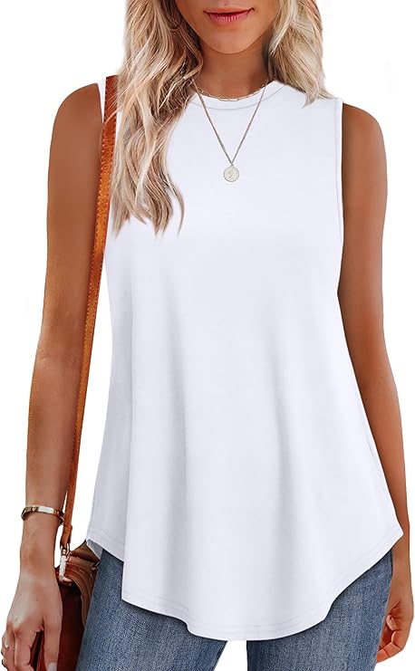 OFEEFAN High Neck Tank Tops for Women Loose Fit Sleeveless Top Summer Clothes Womens Tunic Tops to Wear with Leggings