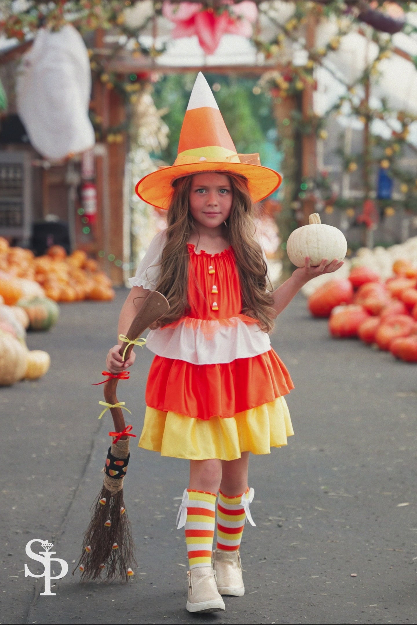Candy Corn Witch Costume Knee High Socks