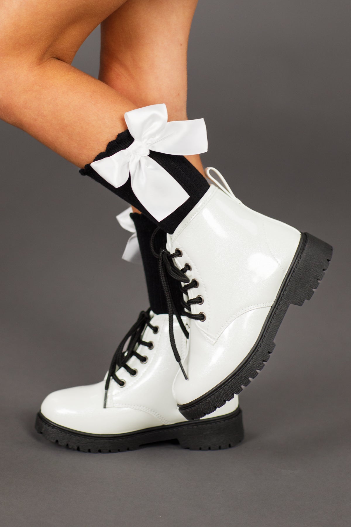 Knee High Silk Bow Socks